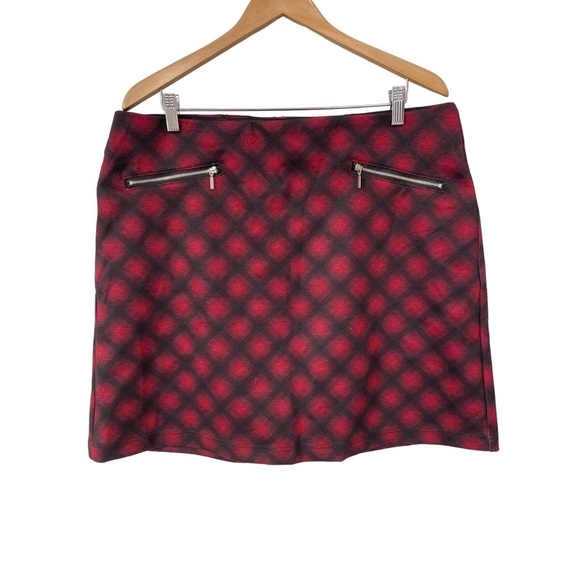 Maurices Dresses & Skirts - Maurices Red & Black Buffalo Print Zip Pocket Ponte Skirt | Women | XL